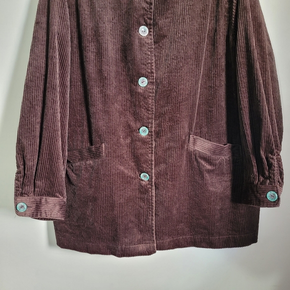 Woman Within Corduroy Chore Jacket Women’s Sz XL Brown Button Front Pleated Back - Picture 3 of 9